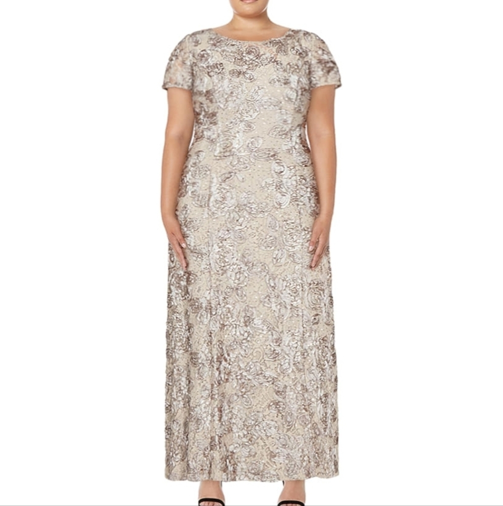 Elegant Cream Mother of the Bride Lace Sequin Dress